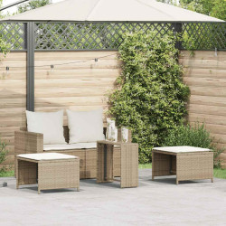5 Pcs conjunto sofás de jardim c/ almofadões empilhável vime PE
