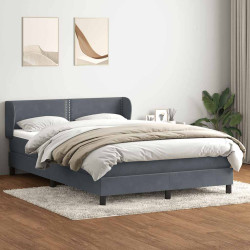 Cama com molas/colchão 160x210 cm veludo cinzento-escuro