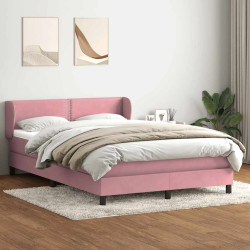 Cama box spring com colchão 160x210 cm veludo rosa