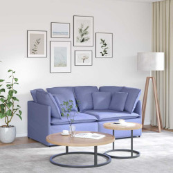 Sofá modular com almofadas tecido azul ganga