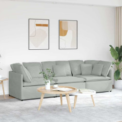 Sofá modular com almofadas veludo cinzento-claro