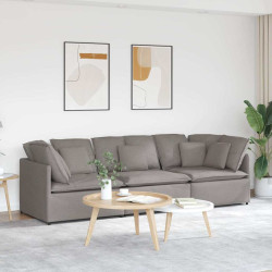 Sofá modular com almofadas tecido castanho-acinzentado
