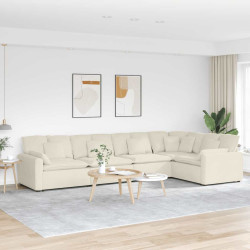 Sofá modular com almofadas veludo creme