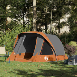 Tenda de campismo cabana p/ 4 pessoas impermeável cinza/laranja