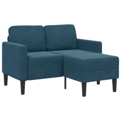 Sofá 2 lugares com chaise em l 125 cm veludo azul