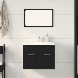 2 Pcs conjunto móveis casa de banho carvalho preto