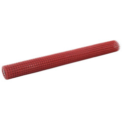 Cerca arame galinheiro 25x1,5m aço c/ revestimento PVC vermelho
