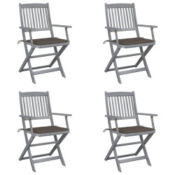 Cadeiras exterior dobráveis c/ almofadões 4 pcs acácia maciça