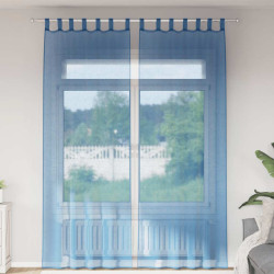 Cortinas de voile com laços 2 pcs azul real 140x260 cm