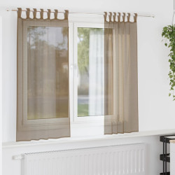 Cortinas de voile com laços 2 pcs castanho-claro 140x140 cm