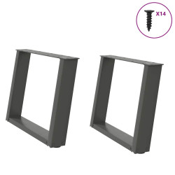 Pés para mesa de centro em forma de u, 2 peças, antracite, 70x (42-43) cm, aço