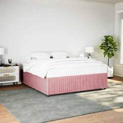 Estrutura de cama 180x200 cm veludo rosa