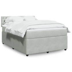 Cama com molas/colchão 140x190 cm veludo cinzento-claro