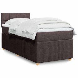 Cama com molas/colchão 80x200 cm tecido castanho-escuro