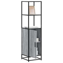 Armário alto 35,5x35x139 cm madeira e metal cinza sonoma