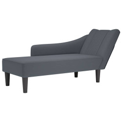 Chaise lounge com apoio de braço direito veludo cinzento escuro