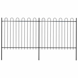 Cerca de jardim com arco superior em aço 337x150 cm preta