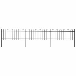 Cerca de jardim com arco superior em aço 504x80 cm preta