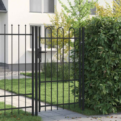 Portão de cerca boxtel porta única com topo arqueado em aço 1x1,5 m preto