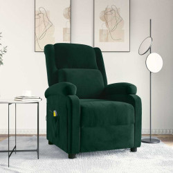 Poltrona de massagens veludo verde-escuro