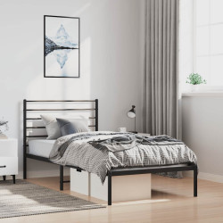 Estrutura de cama com cabeceira 100x200 cm metal preto