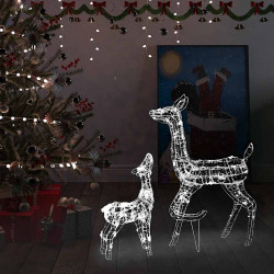 Família de renas decorativa 160 luzes LED acrílico branco frio