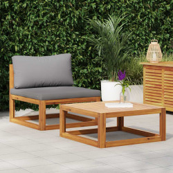 2 Pcs conjunto de sofás de jardim com almofadão acácia maciça