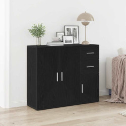 Aparador carvalho preto 91x29,5x75 cm madeira engenheirada