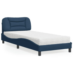 Cama com colchão hvar 90x200 cm tecido azul