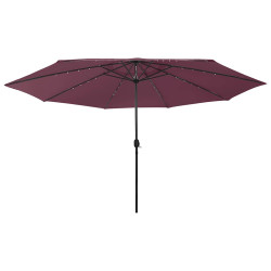 Guarda-sol de jardim com luzes LED 400 cm bordô