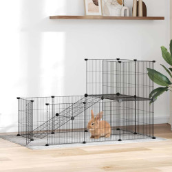 Gaiola p/ animais de 20 painéis c/ porta 35x35 cm aço preto