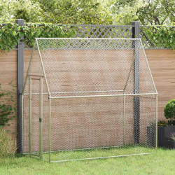 Galinheiro 200x100x190 cm aço galvanizado prateado