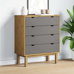 Armário gavetas otta 76,5x39,5x90cm pinho maciço castanho/cinza