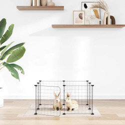 Gaiola para animais de estimação com 8 painéis e porta, preta, 70x70x35 cm, aço