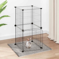 Gaiola p/ animais de 8 painéis c/ porta 35x35 cm aço preto