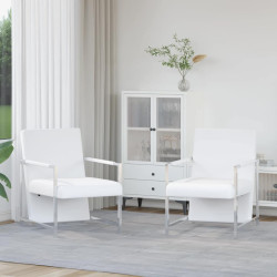 Poltronas com estrutura cromada 2 pcs couro artificial branco