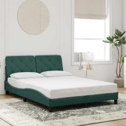 Estrutura de cama sem colchão 140x200 cm veludo verde-escuro