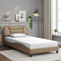Estrutura de cama sem colchão hvar 100x200 cm couro artificial cappuccino