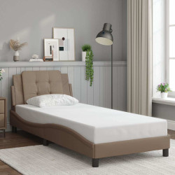 Estrutura de cama sem colchão zadar 100x200 cm couro artificial cappuccino