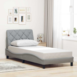 Estrutura de cama sem colchão 90x190 cm tecido cinzento-claro