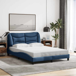 Estrutura de cama sem colchão hvar 140x190 cm tecido azul