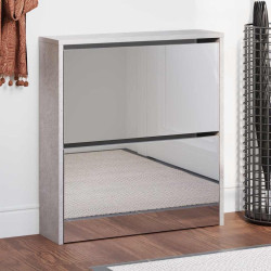 Sapateira c/ espelho 2 divisórias 63x17x67 cm cinza cimento