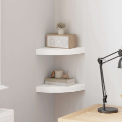 Prateleiras de canto suspensas 2 pcs 25x25x3,8cm MDF branco