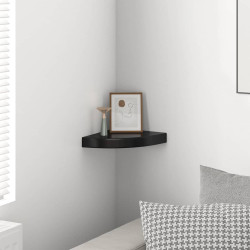 Prateleira de canto suspensa 25x25x3,8 cm MDF preto brilhante