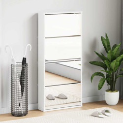 Sapateira de 4 divisórias com espelho branco 63x17x134cm