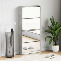 Sapateira c/ espelho 4 divisórias 63x17x134 cm cinza cimento