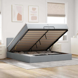 Estrutura de cama otomana com colchão 200x200 cm cinzento-claro