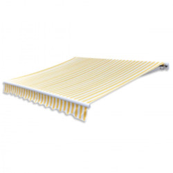 Toldo dobrável motorizado 600 cm amarelo e branco