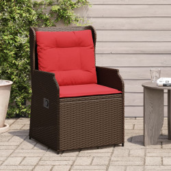 Conjunto de 2 cadeiras de jardim reclináveis com almofadas, em rattan sintético marrom