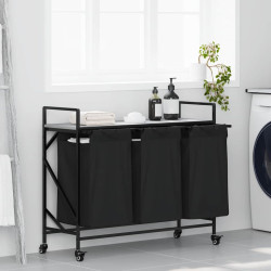 Cesto de roupa suja com 3 compartimentos e rodas, cinza, modelo sonoma